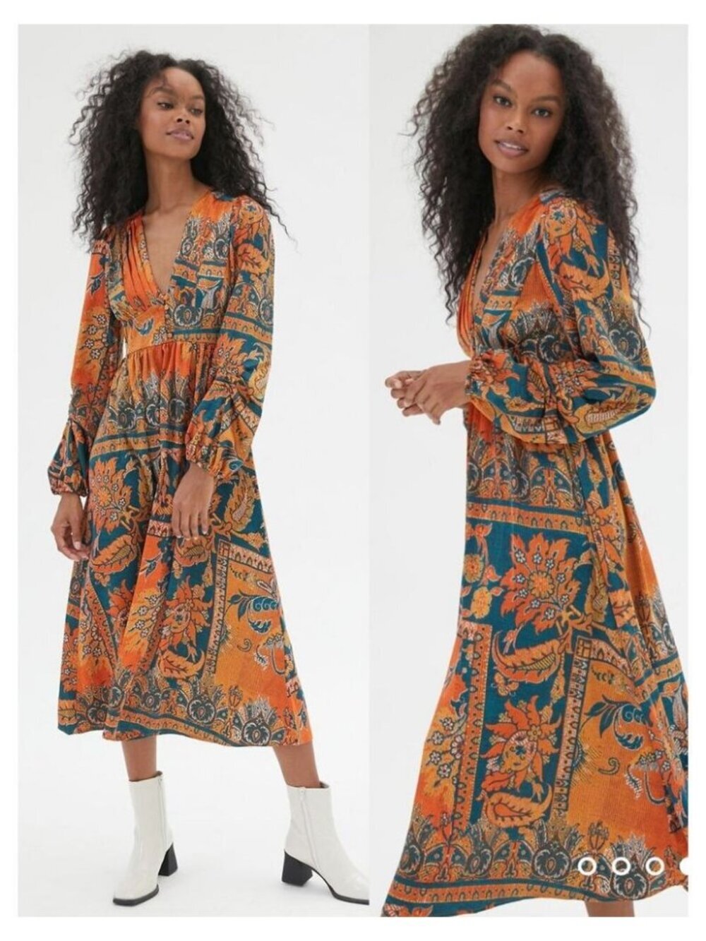 URBAN OUTFITTERS Odila Floral Smocked Midi Dress Size XS